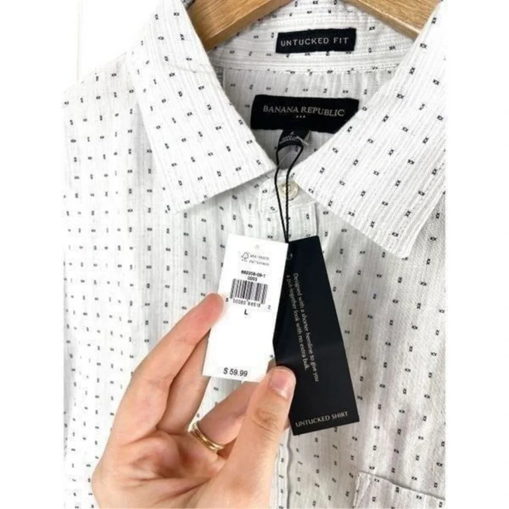 NWT‎ Banana Republic Untucked Fit Warm Long Sleeve Button Down Shirt Size L